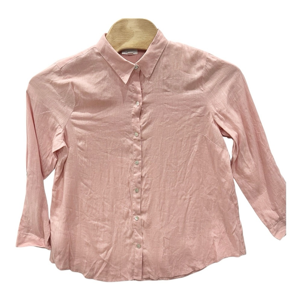 J. Jill Love Linen Womens  L  Pink Button Up Blouse Beach‎ Lagenlook Coastal